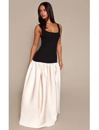 Petite Contrast Woven Gathered Hem Maxi Dress - 2