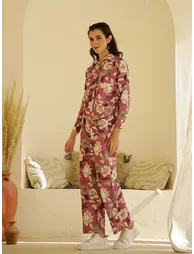 Printed Spread Collar Shirt and Trousers Co-Ords