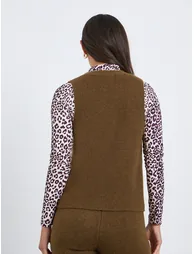 Sleeveless V-Neck Flat Knit Vest - 3