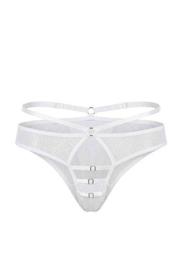 Black-White-Red 3-Piece Tulle Accessory Detailed String Panties product thumbnail 2