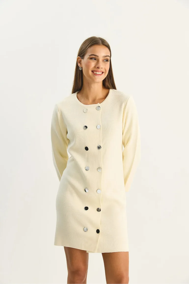 LUCCI Knit Mini Dress with Buttoned - 4