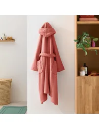 Hooded 100% Cotton Velour Bathrobe - 4