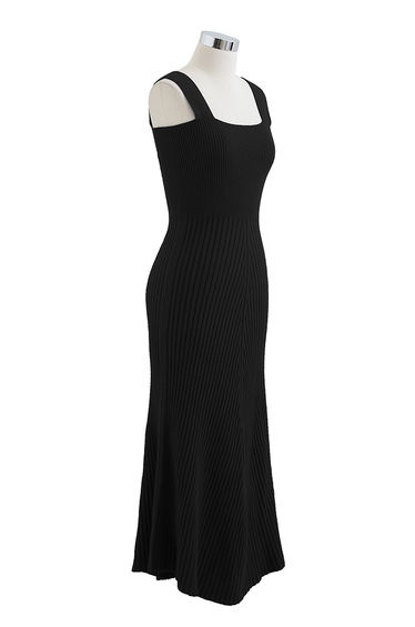 Slender Soft Knit Cami Dress in Black