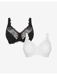 2 Pack Ella Lace Non Wired Full Cup Bras - 3
