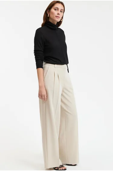Pleat Front Trousers with Wide Leg