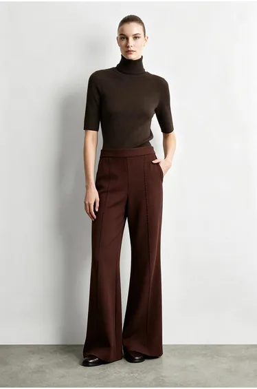 Mock Neck Elbow Sleeve Knit Top