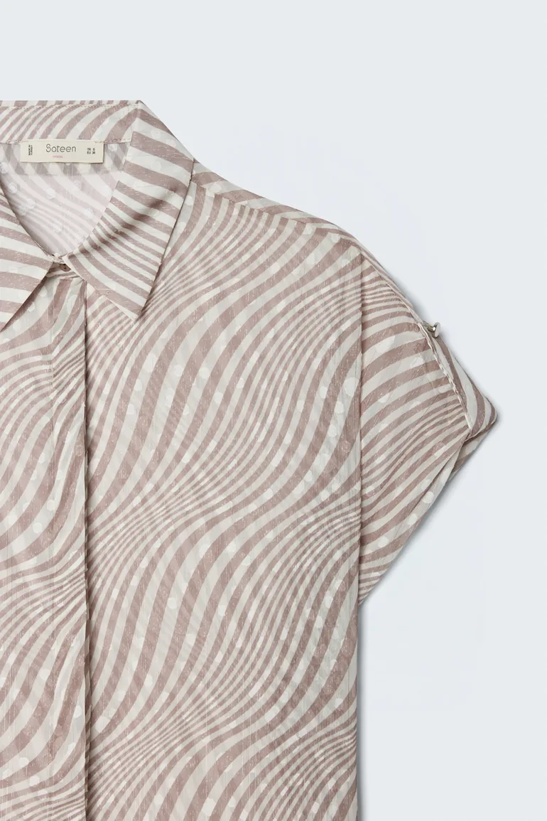 Short Sleeve Zebra Patterned Shirt - 3