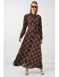 BDART Plaid Midi Shirt Dress with Button Closure