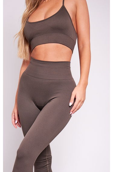 Espresso Basic Seamless High Waist Gym Leggings product thumbnail 4