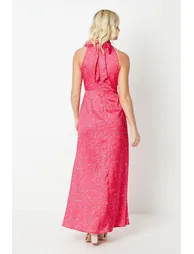 Debut London by Coast Halterneck Satin Dress - pink - 2