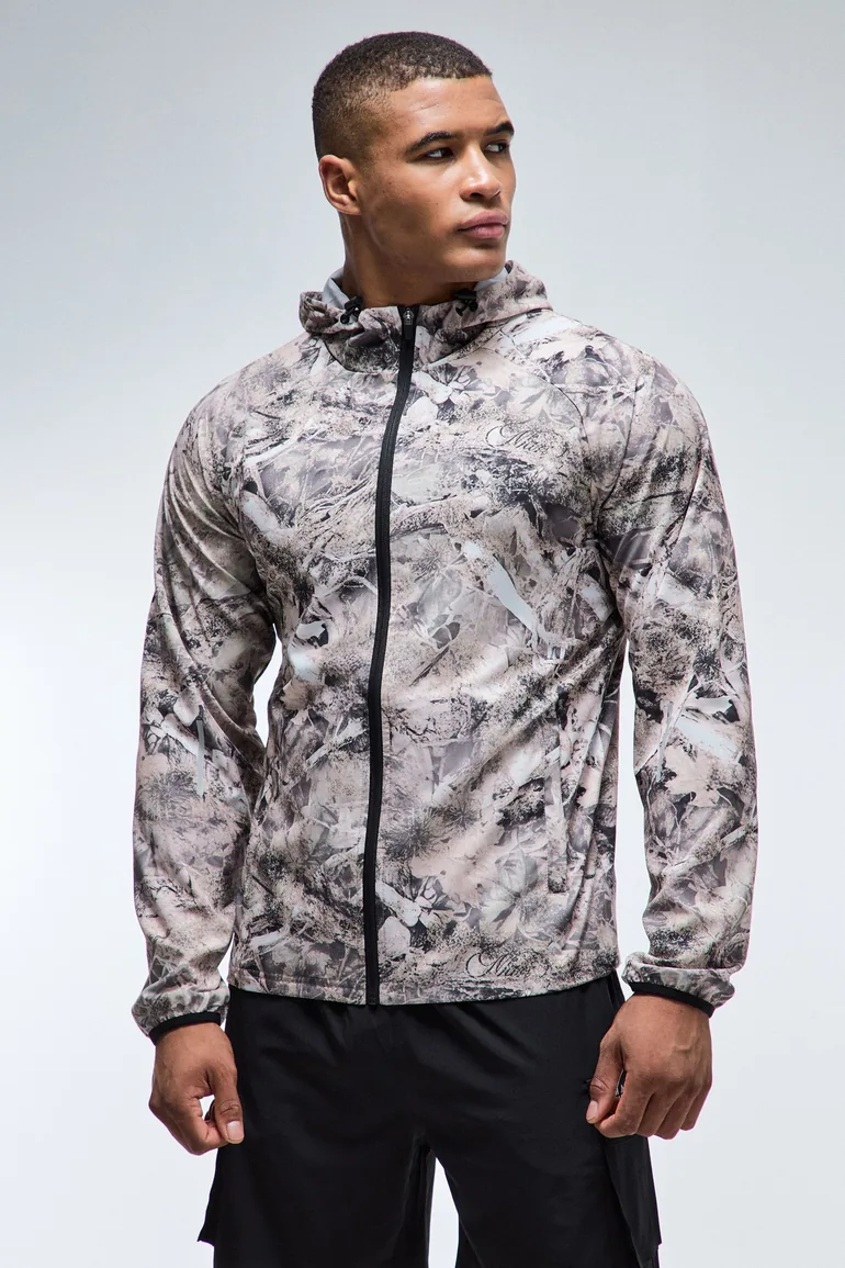 Man Active Regular Fit Raglan Stretch Woven Windbreaker - camo