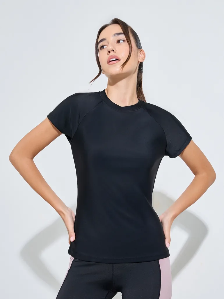 Logo Back Reflective Stripe Short Sleeve Top