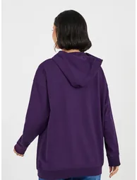 Oversized Zip Through New York Print Hoodie - 5