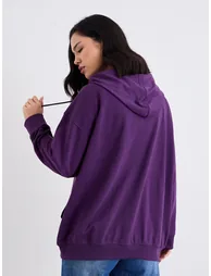 Oversized Zip Through New York Print Hoodie - 4