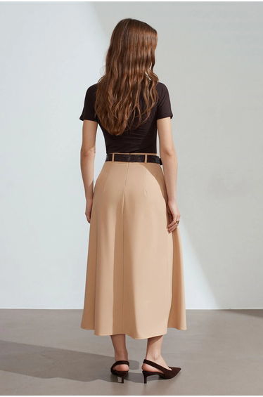Dilvin High-Waist Midi Straight Crepe Skirt product thumbnail 3