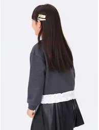 Girls' Graphic Sweatshirt with Ruffle Hem - 3