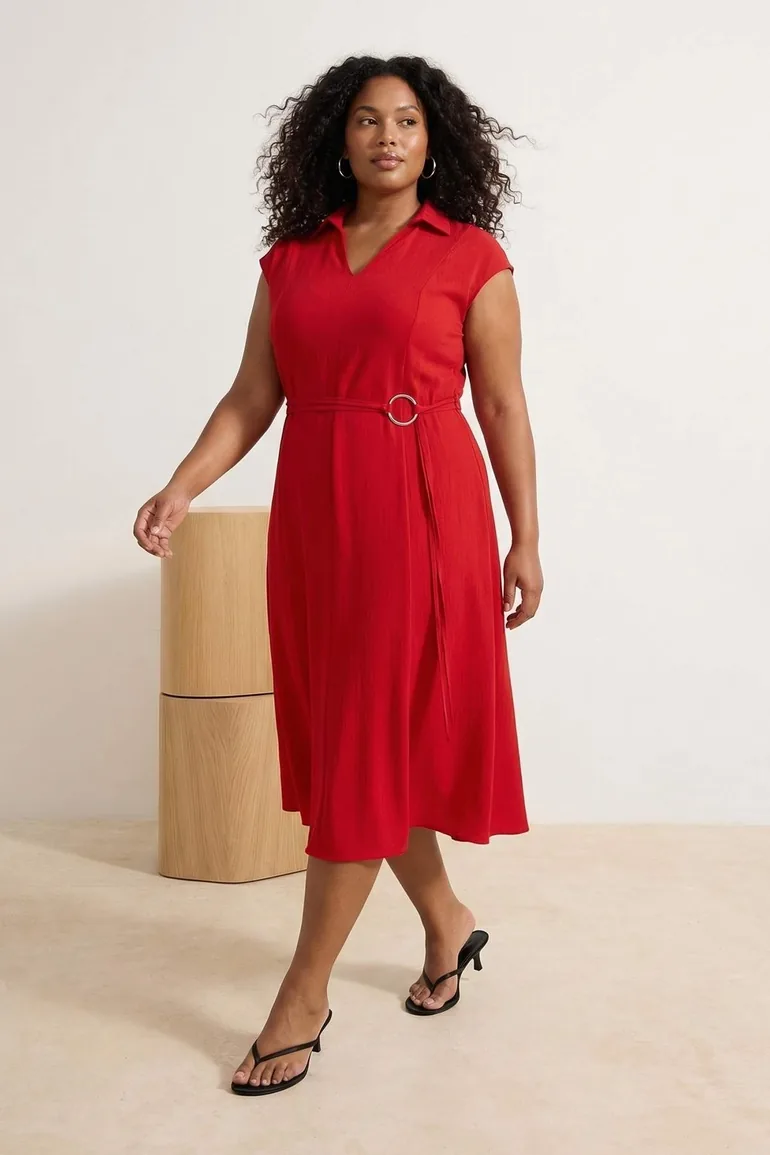 Red Aerobin Woven Plus Size Dress - 5