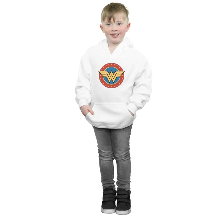 DC Comics Boys Wonder Woman Circle Logo Hoodie - White