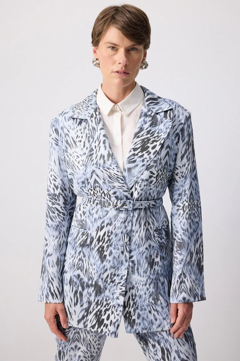 BELT DETAILED PATTERNED JACKET TROUSER SET - 3