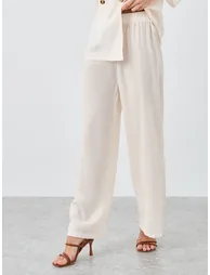 Cream Floral Print Collared Shirt and Trouser Modest Set - 3