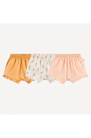 Pack of 3 Ruffled Shorts with Octopus Print