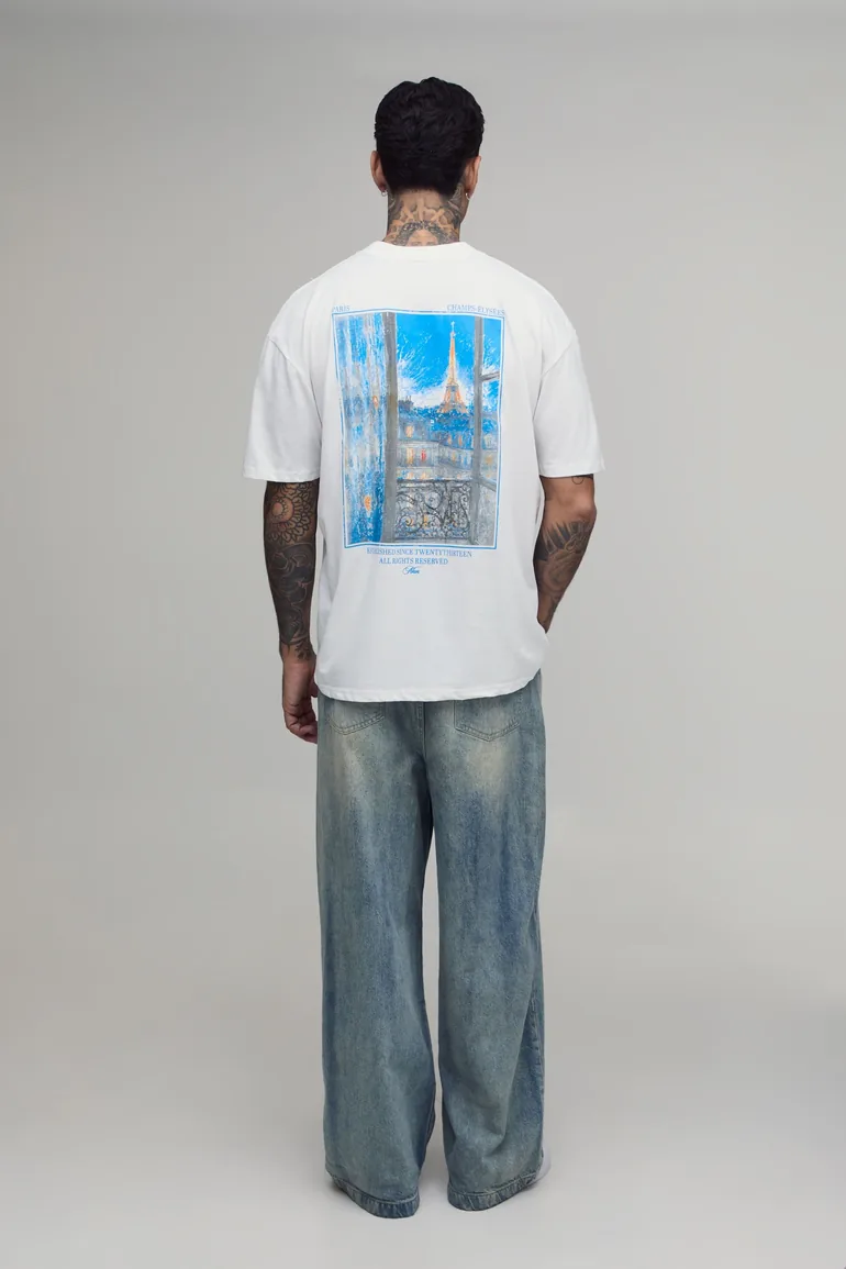 Tall White Oversized Paris Photographic Print T-Shirt - white - 3