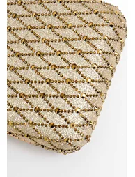 Art Deco Diamond-Patterned Rhinestone Clutch in Gold - 2
