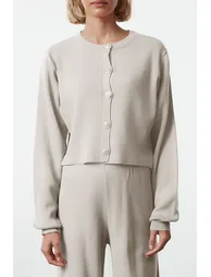 Stone Crop Cardigan-Pants Knitwear Bottom-Top Set - 4