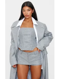 Grey Wool Look Corset - 1