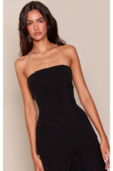 Black Tailored Longline Bandeau Top Co-ord product thumbnail 3