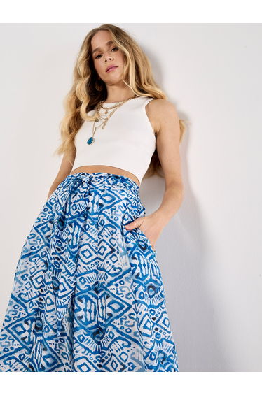 Lightweight Ikat Palazzo Trousers product thumbnail 3