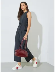 Black Striped Belted Top and Pants Co-Ord Set - 2