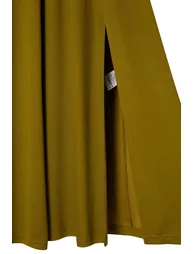 Khaki Flared from the Waist Sleeveless Ruched Maxi Soft Touch Knitted Dress - 2