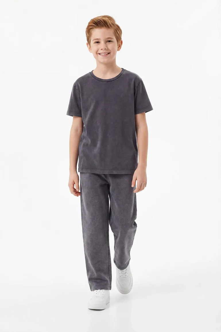 Anthracite Plain Knitted Bottom - Top Set
