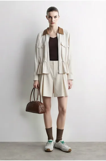 Ruched Wide Leg Casual Shorts