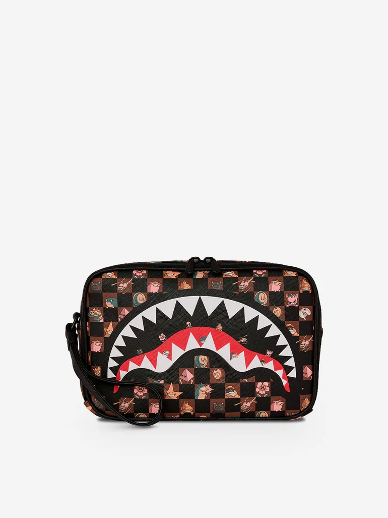 Sprayground Kids Peeking Characters Remix Toiletry Brick in Brown (25cm) - 3