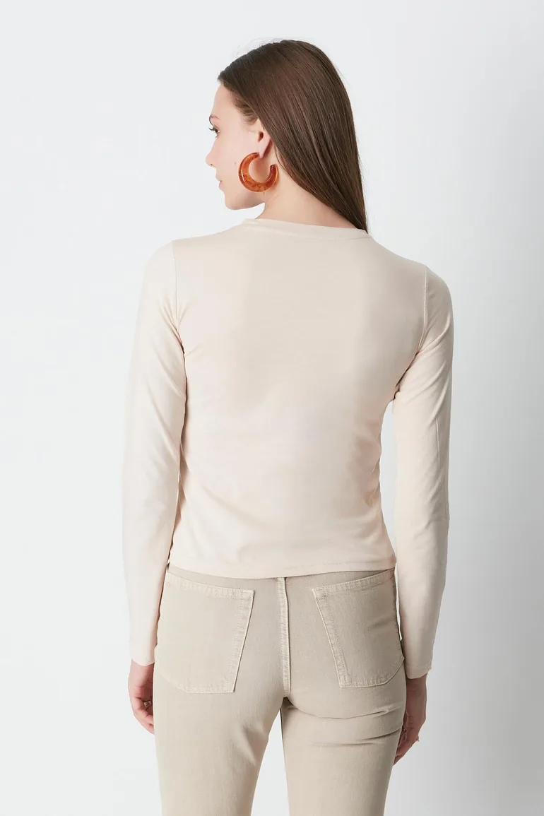 Crew Neck Long Sleeve 2-Piece Basic Top - 2