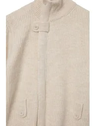 Stone Soft Textured Stand Collar Buttoned Coatigan Knitwear Cardigan - 4