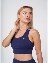 Women Navy Blue Cross Strap Nova Active Sports Bra - 1