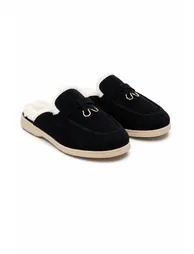 Lemonade Velvet Crush Faux Fur Lined Slip-On Clog Mules Black