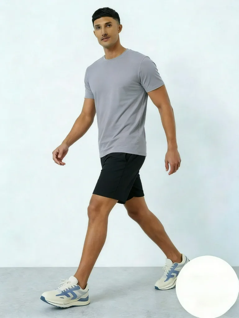 Men Round Neck T-Shirt and Shorts Set - 2