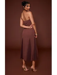 فستان ميداكسي بأكتاف مكشوفة - بني - 1