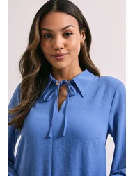 Tie Neck Collar Detail Shift Mini Dress - 3