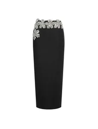Ulama Choker Long Sleeve Diamond Flrs Bandage Maxi Two-Piece Set - 8
