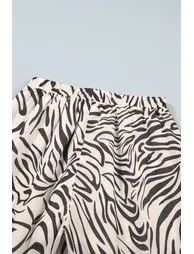Lvness Multicolour Western Print Zebra Pattern Elastic Waist Pocket Full-Length Pants - 15