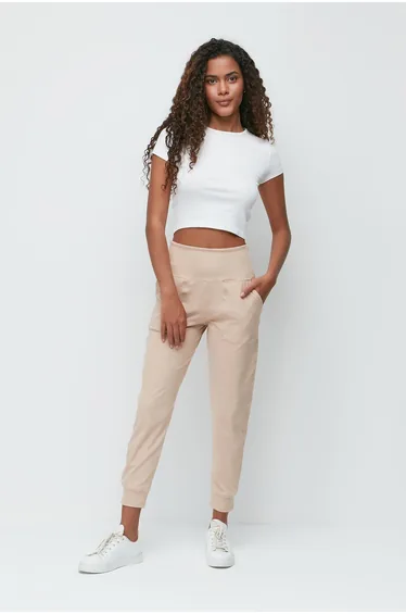 High Waist Cuffed Leg Jogger Sweatpants