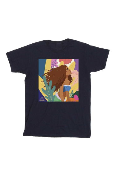 The Little Mermaid Girls Colourful Cotton T-Shirt - Navy Blue