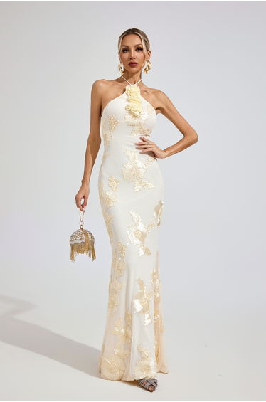 Harper Raw White STRAPLESS Maxi Dress