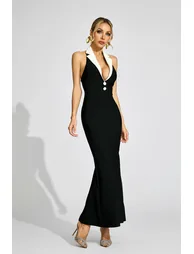 Symons Black Contrast Collar Bandage Dress - 3