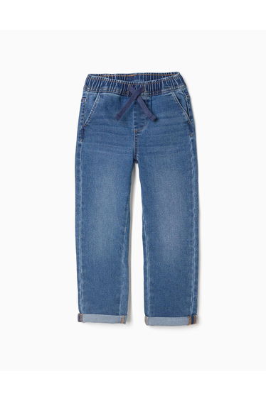Slim fit jeans with drawstring for boys, blue